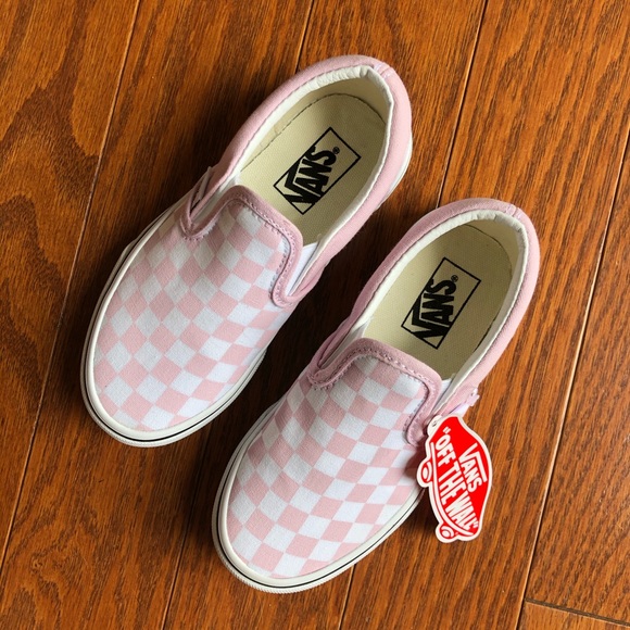 girls pink checkerboard vans